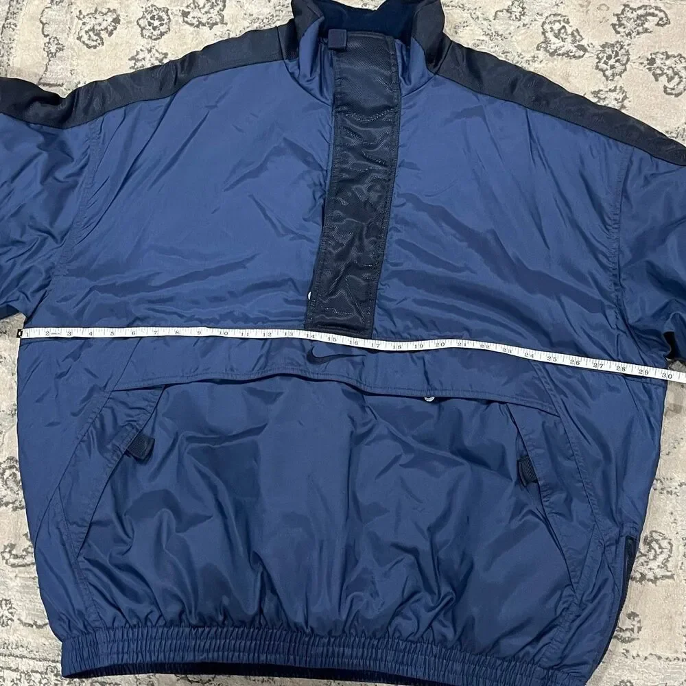 NIKE Vintage 90s Swoosh Check Blue Insulated Puffer Pullover Anorak Jacket Sz XL